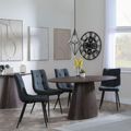 Palma Walnut Oval Dining Set - Corona Light Grey Fabric Chairs