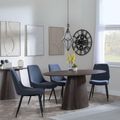 Palma Walnut Oval Dining Set - Darwin Dark Grey Fabric Dining Chair
