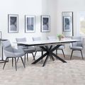 Sutton White Ceramic Extending Dining Set - Ace Grey Fabric Swivel Dining Chair