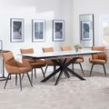 Sutton White Ceramic Extending Dining Set - Ace Orange Fabric Swivel Dining Chair