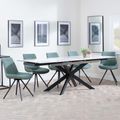 Sutton White Ceramic Extending Dining Set - Boden Green Fabric Swivel Dining Chair