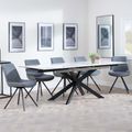 Sutton White Ceramic Extending Dining Set - Boden Grey Fabric Swivel Dining Chair