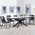 Sutton White Ceramic Extending Dining Set - Corona Grey Fabric Dining Chair