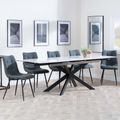 Sutton White Ceramic Extending Dining Set - Corona Light Grey Fabric Dining Chair