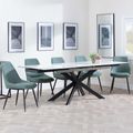 Sutton White Ceramic Extending Dining Set - Darwin Green Fabric Dining Chair