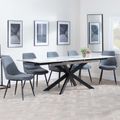 Sutton White Ceramic Extending Dining Set - Darwin Grey Fabric Dining Chair