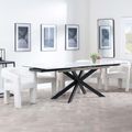 Sutton White Ceramic Extending Dining Set - Kiefer Cream Boucle Fabric Dining Chair