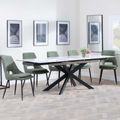 Sutton White Ceramic Extending Dining Set - Peyton Green Fabric Dining Chair