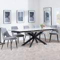 Sutton White Ceramic Extending Dining Set - Peyton Grey Fabric Dining Chair