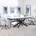 Sutton White Ceramic Extending Dining Set - Theo Grey Fabric Swivel Dining Chair