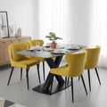 Vernal Dining Set - 4 Seater - 130cm - Grey Sintered Stone - 4 Langley Yellow Fabric Chair