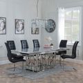 Vortex Grey Marble and Chrome Dining Set - Jamison Black Faux Leather Dining Chair
