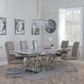 Vortex Grey Marble and Chrome Dining Set - Roma Beige Faux Leather Dining Chair