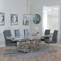 Vortex Grey Marble and Chrome Dining Set - Roma Grey Faux Leather Dining Chair