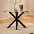 Heaven Round Dining Table - 4 Seater - 119cm - Glass - with Black Star Legs