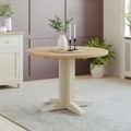 Lundy Round Drop Leaf Dining Table - 2 Seater - 30cm-90cm - Ivory Painted
