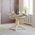 Lundy Round Extending Dining Table - 4-6 Seater - 100cm-135cm - Pedestal Base - Ivory Painted