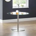 Blanco Dining Table - 2 Seater - 100cm - Round - Glass and Chrome