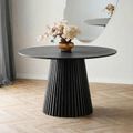 Osaka Round Dining Table - 4 Seater - 120cm - Slatted Base - Black Oak