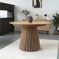 Osaka Round Extending Dining Table - 4-8 Seater - 120cm-200cm - Slatted Base - Oak
