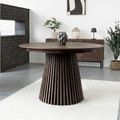 Osaka Round Extending Dining Table - 4-8 Seater - 120cm-240cm - Slatted Base - Smoked Oak