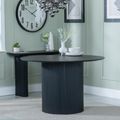 Bern Fluted 4 Seater Black Round Dining Table with Drum Base - 120cm