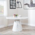 Carrera 4 Seater White Marble Round Dining Table - 130cm