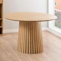 Christo Dining Table - 4 Seater - Round - Slatted Pedestal - 120cm - Oak
