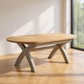 Clarion Dining Table - 6-8 Seater - 180cm-230cm - Extending - Oval - Cross Legs - Oak and Grey