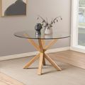 Heaven Round Dining Table - 4 Seater - 119cm - Glass - with Oak Star Legs