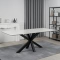 Heaven Round Dining Table - 8 Seater - 200cm - White Ceramic and Black - with Star Legs