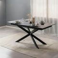 Irwine Extending Dining Table - 6-8 Seater - 168cm-210cm - Black Ceramic - with Star Legs
