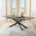 Irwine Extending Dining Table - 6-8 Seater - 168cm-210cm - Rusty Brown Ceramic - with Star Legs