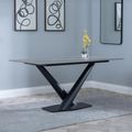 Maldon 6 Seater Grey Ceramic Dining Table with Black V Base - 160cm