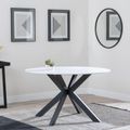 Novara 4 Seater White Ceramic Round Dining Table with Black Star Base - 130cm