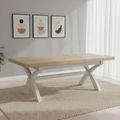 Salcombe Extending Dining Table with Cross Leg - Grey Oak - 8-10 Seater - 200cm-245cm