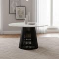 Soho Black Round Dining Table - Slatted Base - 4 Seater - 120cm - White Marble Top