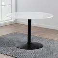 Tarifa White Marble and Black 4 Seater Round Dining Table - 110cm