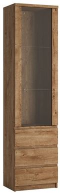 Fribo Oak Effect Narrow 1 Door Glazed Display Cabinet