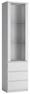 Fribo White Narrow 1 Door Glazed Display Cabinet