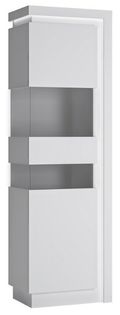Lyon White Gloss Narrow Display Cabinet - LHD