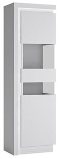 Lyon White Gloss Narrow Display Cabinet - RHD