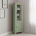 Salcombe Corner Narrow Display Cabinet - Sage Oak