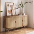 Noah Medium Sideboard - 150cm - 3 Door - Oak and Rattan