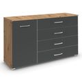 Rauch Aditio 1 Door Medium Sideboard - 120cm - Artisan Oak and Metallic Dark Grey