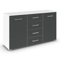 Rauch Aditio 2 Door Medium Sideboard with 4 Drawer - 120cm - Alpine White and Metallic Dark Grey