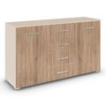 Rauch Aditio 2 Door Medium Sideboard with 4 Drawer - 120cm - Champagne and Sonoma Oak