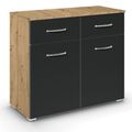 Rauch Aditio 2 Door Small Sideboard - 80cm - Artisan Oak and Metallic Dark Grey
