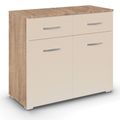 Rauch Aditio 2 Door Small Sideboard - 80cm - Sonoma Oak and Champagne