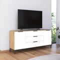 Rauch Flipp 2 Door Low Sideboard with Metal Base - 160cm - Artisan Oak and Alpine White